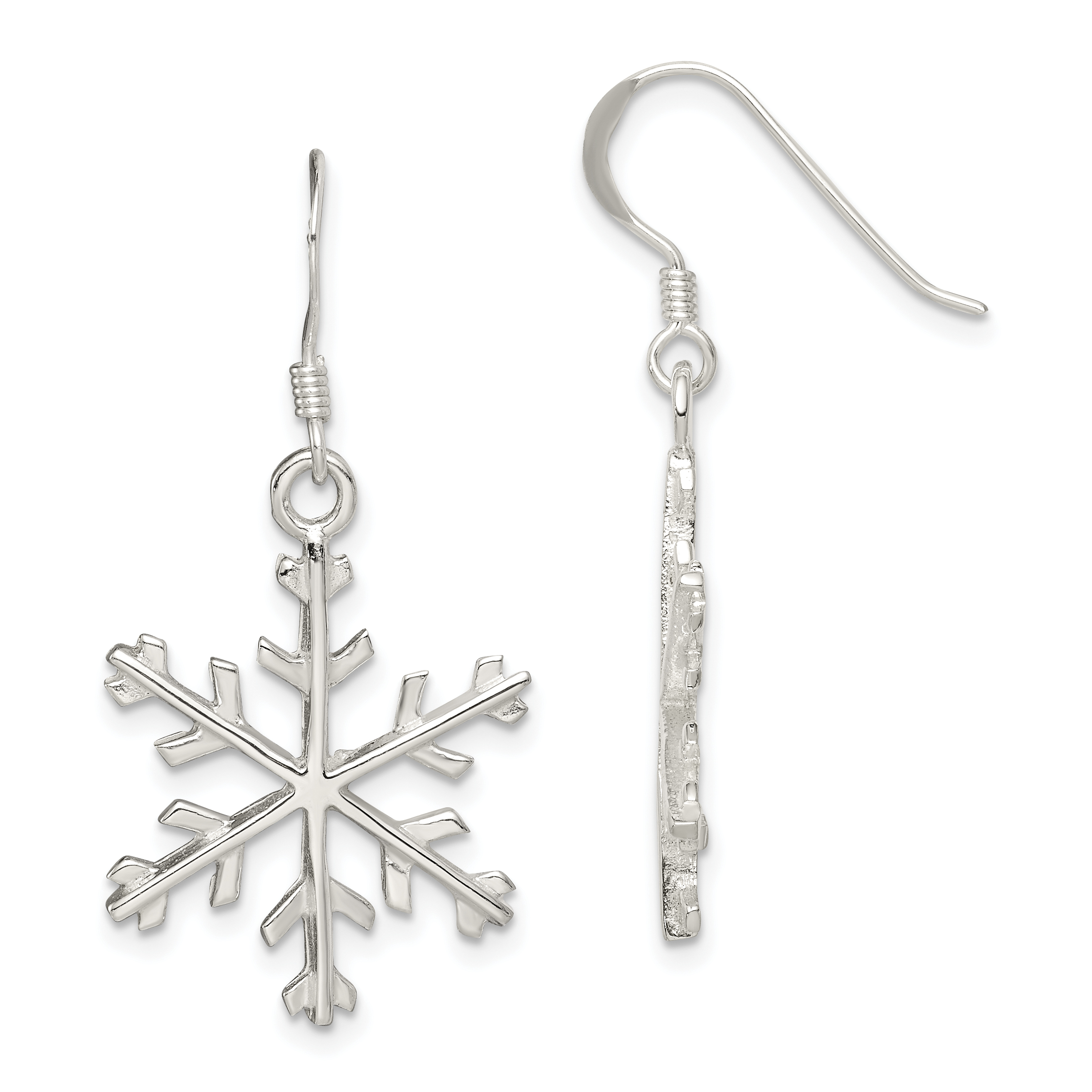 Sterling Silver Snowflake Dangle Earrings (QE3368)