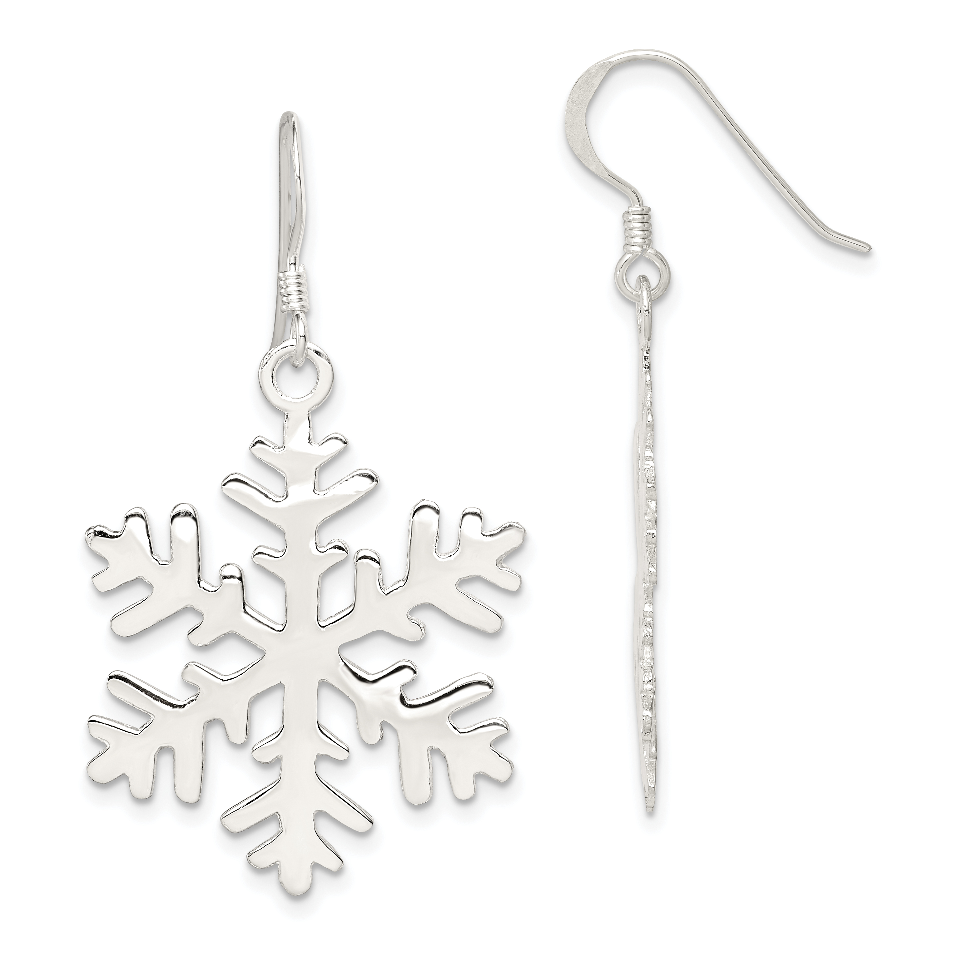 Sterling Silver Snowflake Dangle Earrings (QE3369)