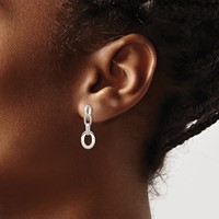 Sterling Silver Polished Oval Link Dangle Earrings view 3