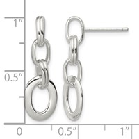 Sterling Silver Polished Oval Link Dangle Earrings view 4