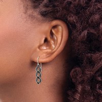 Sterling Silver Rhodium-plated Antiqued & Textured Marcasite Dangle Earring view 3
