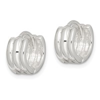 Sterling Silver Striped Hinged Hoop Earrings view 2