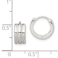 Sterling Silver Striped Hinged Hoop Earrings view 4
