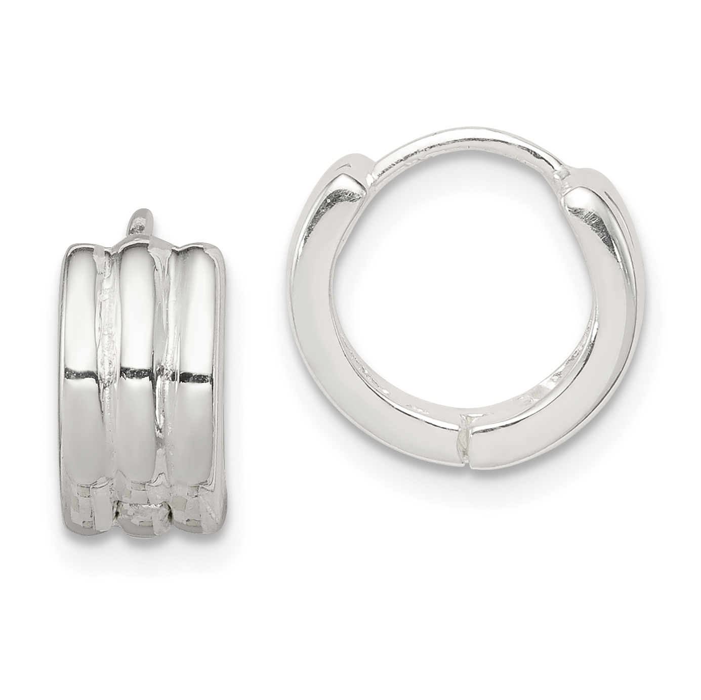 Sterling Silver Striped Hinged Hoop Earrings (QE3436)