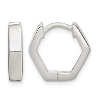 Sterling Silver Striped Hinged Hoop Earrings view 1