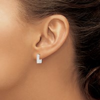 Sterling Silver Square Hinged Hoop Earrings view 3