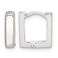 Sterling Silver Square Hinged Hoop Earrings view 1