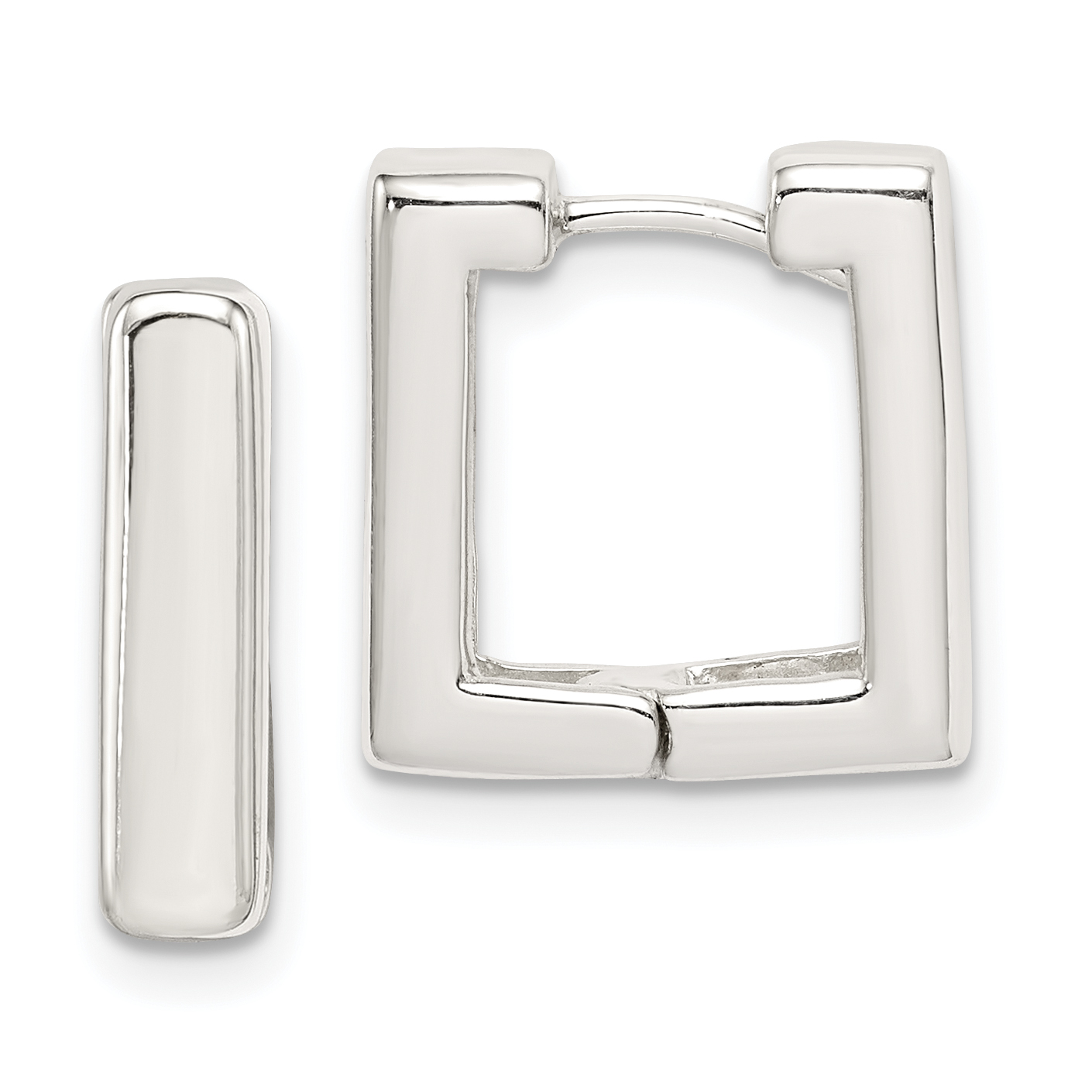 Sterling Silver Square Hinged Hoop Earrings (QE3446)