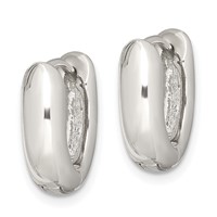 Sterling Silver Oval Hinged Hoop Earrings view 2