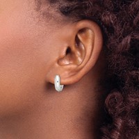 Sterling Silver Oval Hinged Hoop Earrings view 3