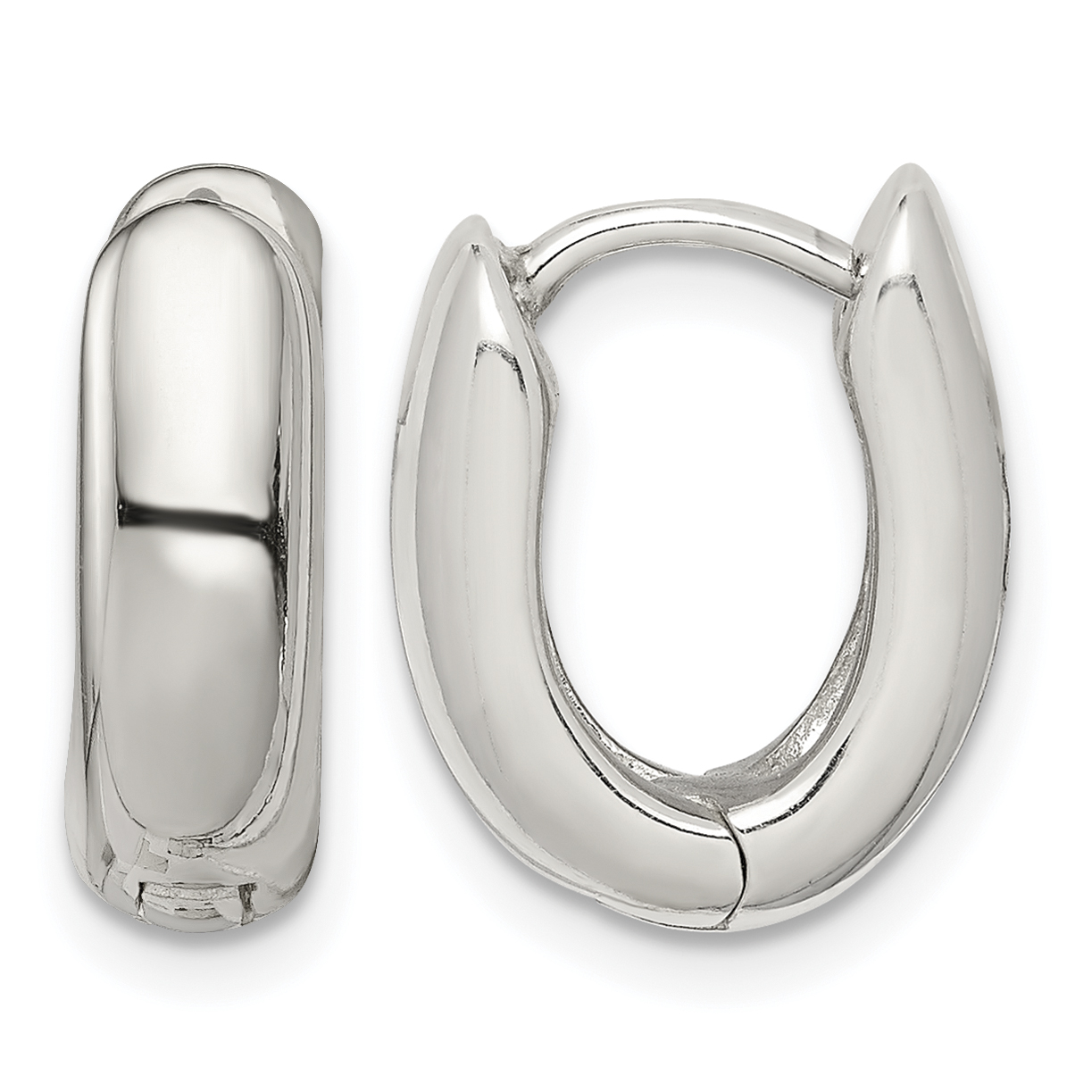 Sterling Silver Oval Hinged Hoop Earrings (QE3450)