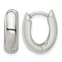 Sterling Silver Oval Hinged Hoop Earrings view 1