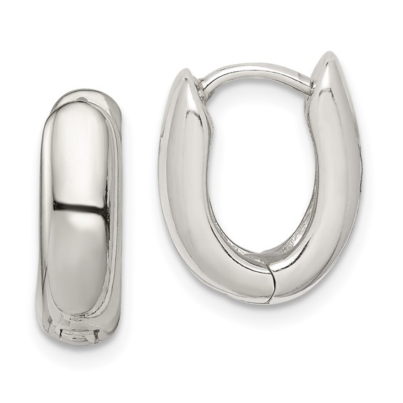 Sterling Silver Oval Hinged Hoop Earrings