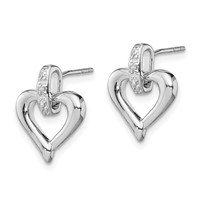 Sterling Silver Rhodium Heart W Diam. Earrings view 2