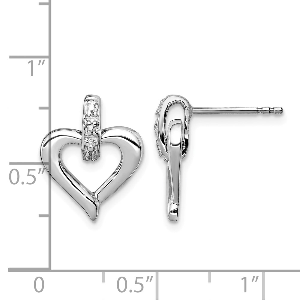 Sterling Silver Rhodium Heart w/Diam. Earrings (QE3454)
