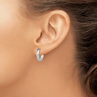 Sterling Silver Polished Hinged Hoop Earrings view 3