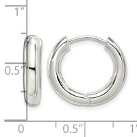 Sterling Silver Polished Hinged Hoop Earrings view 4