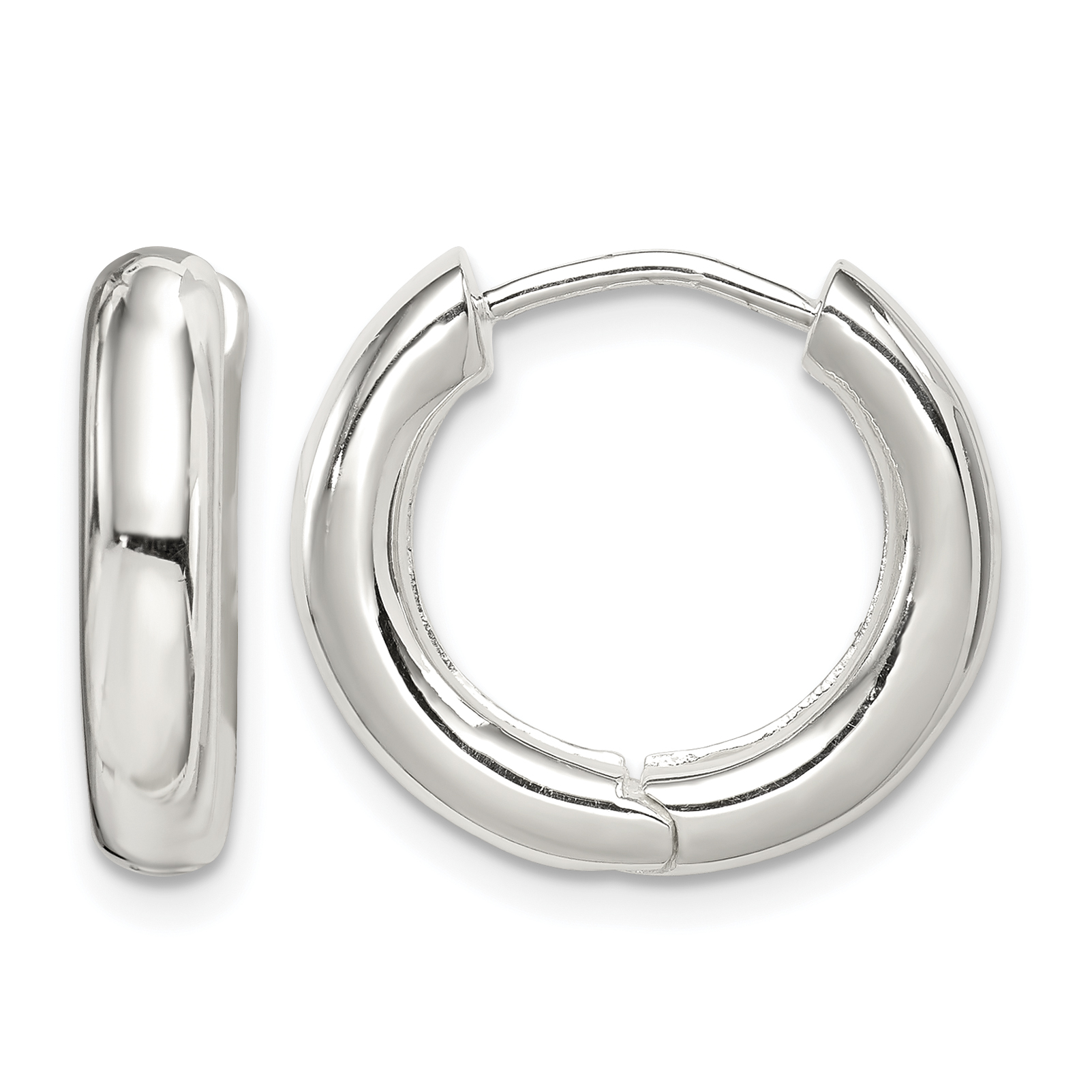 Sterling Silver Polished Hinged Hoop Earrings (QE3476)