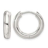 Sterling Silver Polished Hinged Hoop Earrings view 1