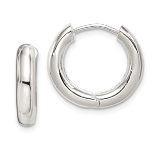 Sterling Silver Polished Hinged Hoop Earrings