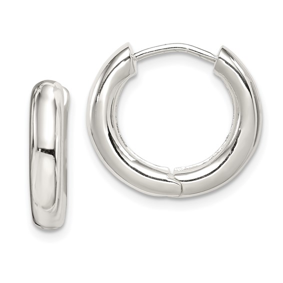 Sterling Silver Polished Hinged Hoop Earrings