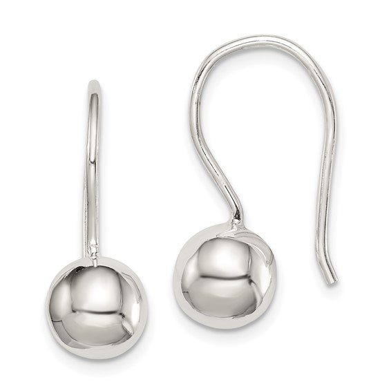 Sterling Silver Ball Dangle Shepard Hook Earrings