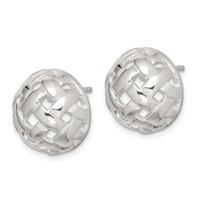 Sterling Silver 14mm Fancy Button Post Earrings view 2