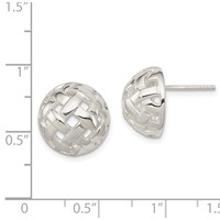Sterling Silver 14mm Fancy Button Post Earrings view 4