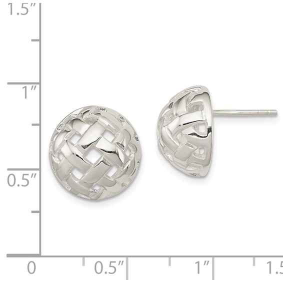 Sterling Silver 14mm Fancy Button Post Earrings
