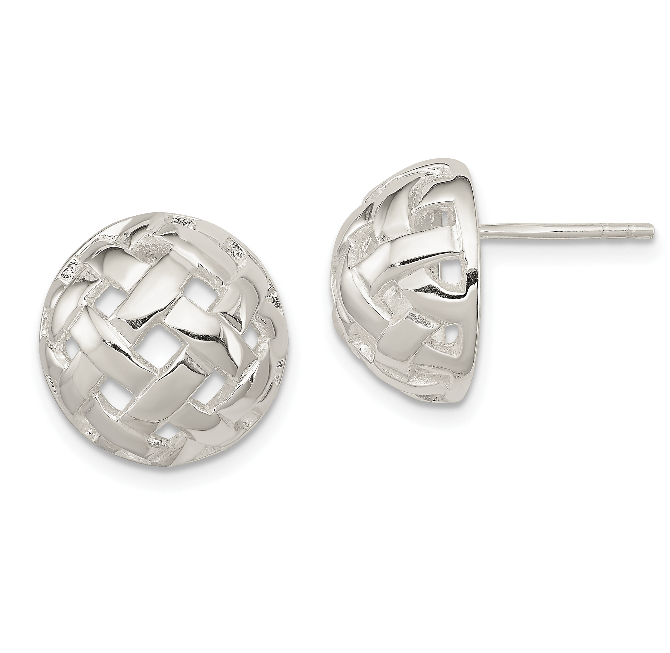 Sterling Silver 14mm Fancy Button Post Earrings (QE3491)