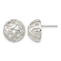 Sterling Silver 14mm Fancy Button Post Earrings view 1