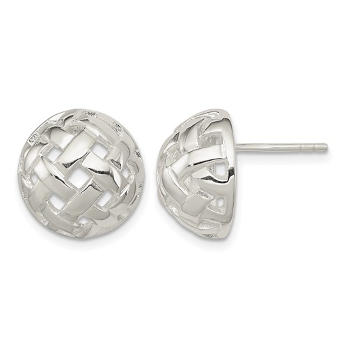 Sterling Silver 14mm Fancy Button Post Earrings