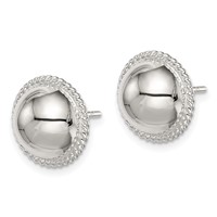 Sterling Silver 12mm Button Earrings view 2