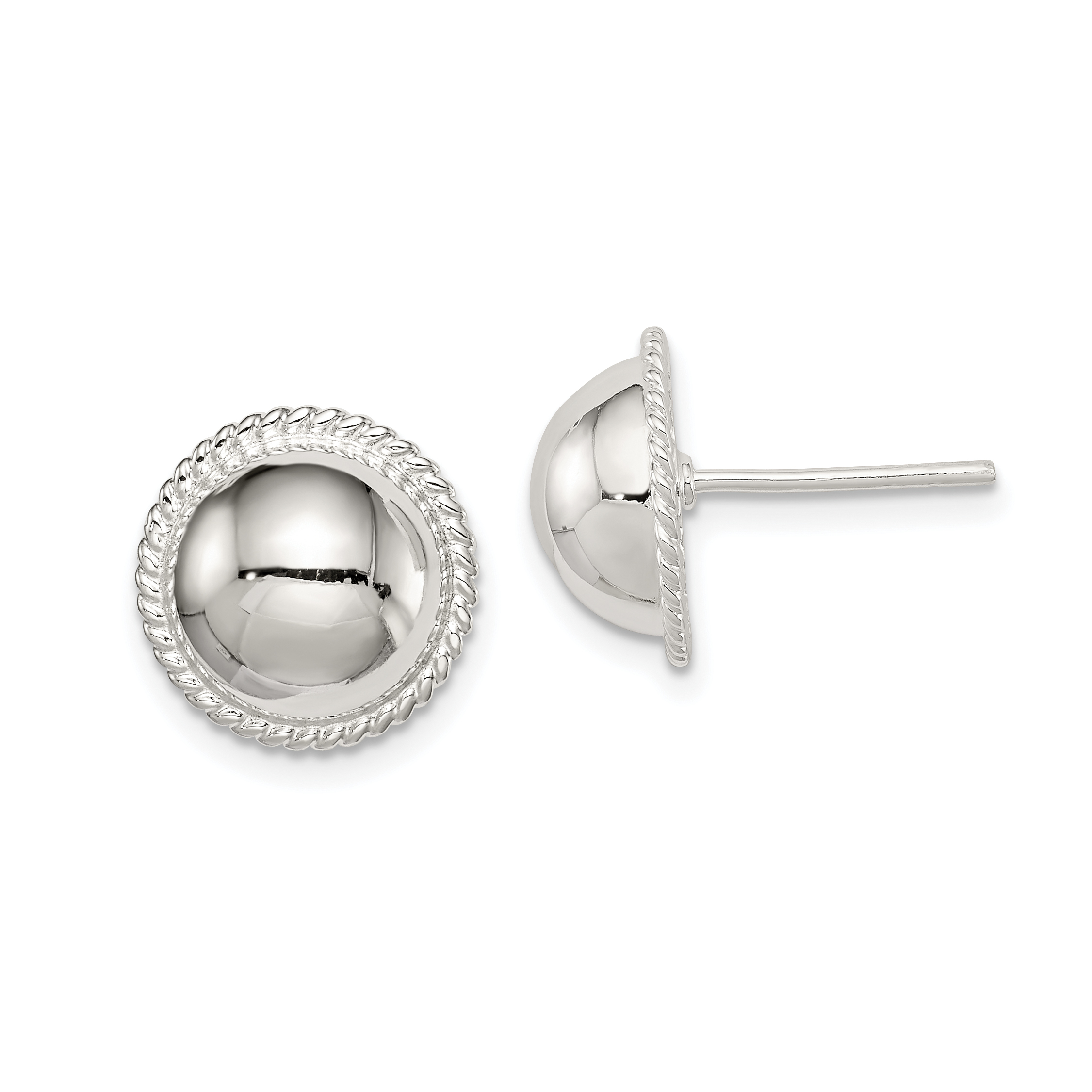Sterling Silver 12mm Button Earrings (QE3493)