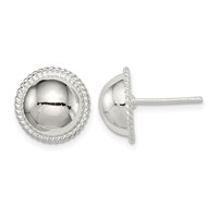 Sterling Silver 12mm Button Earrings view 1