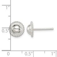 Sterling Silver 8mm Button Earrings view 4