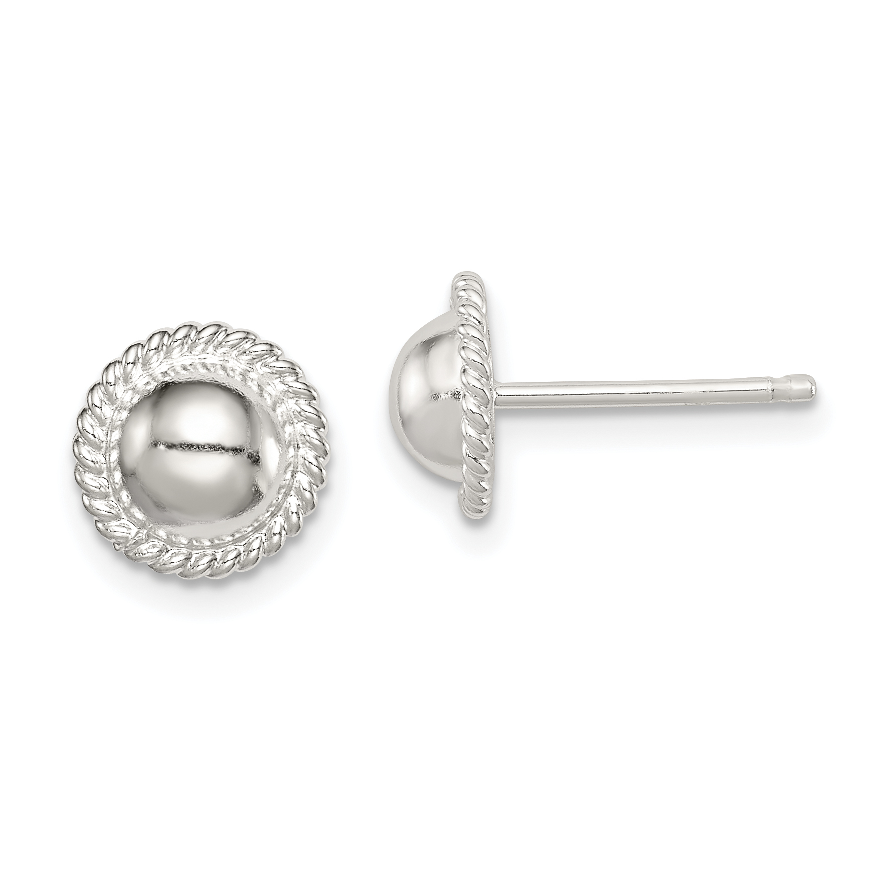 Sterling Silver 8mm Button Earrings (QE3494)