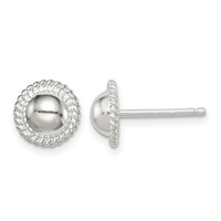 Sterling Silver 8mm Button Earrings view 1