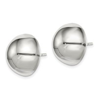 Sterling Silver Polished 16mm Button Earrings view 2