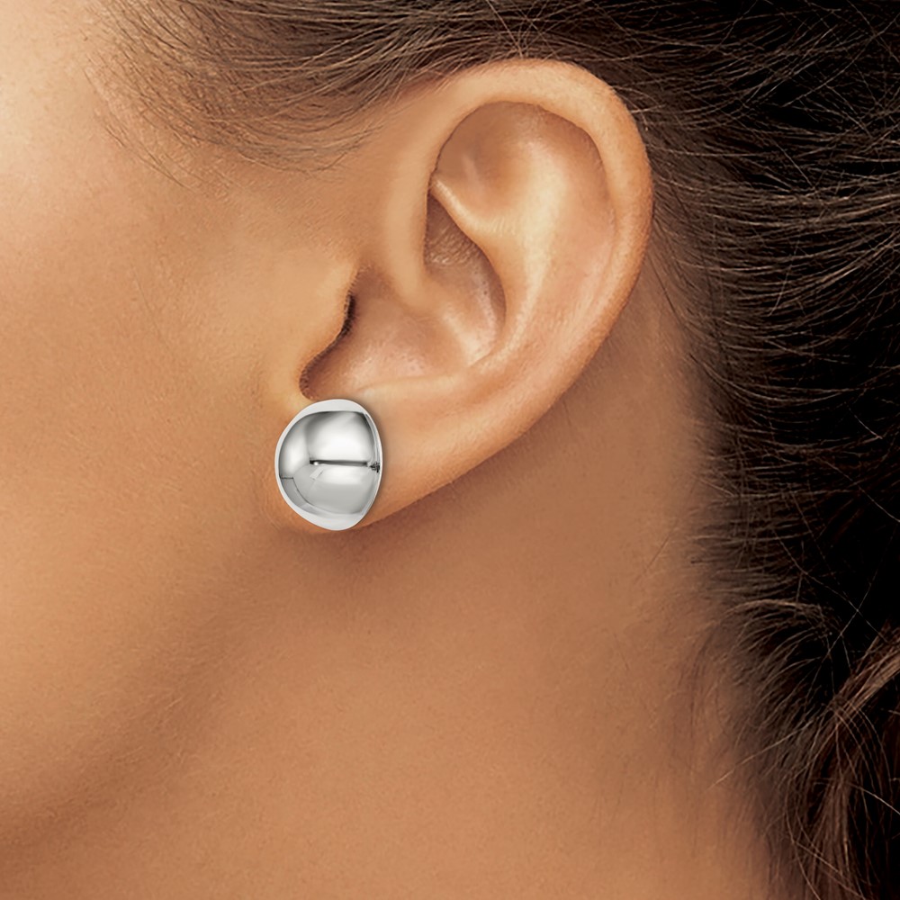 Sterling Silver Polished 16mm Button Earrings (QE3495)