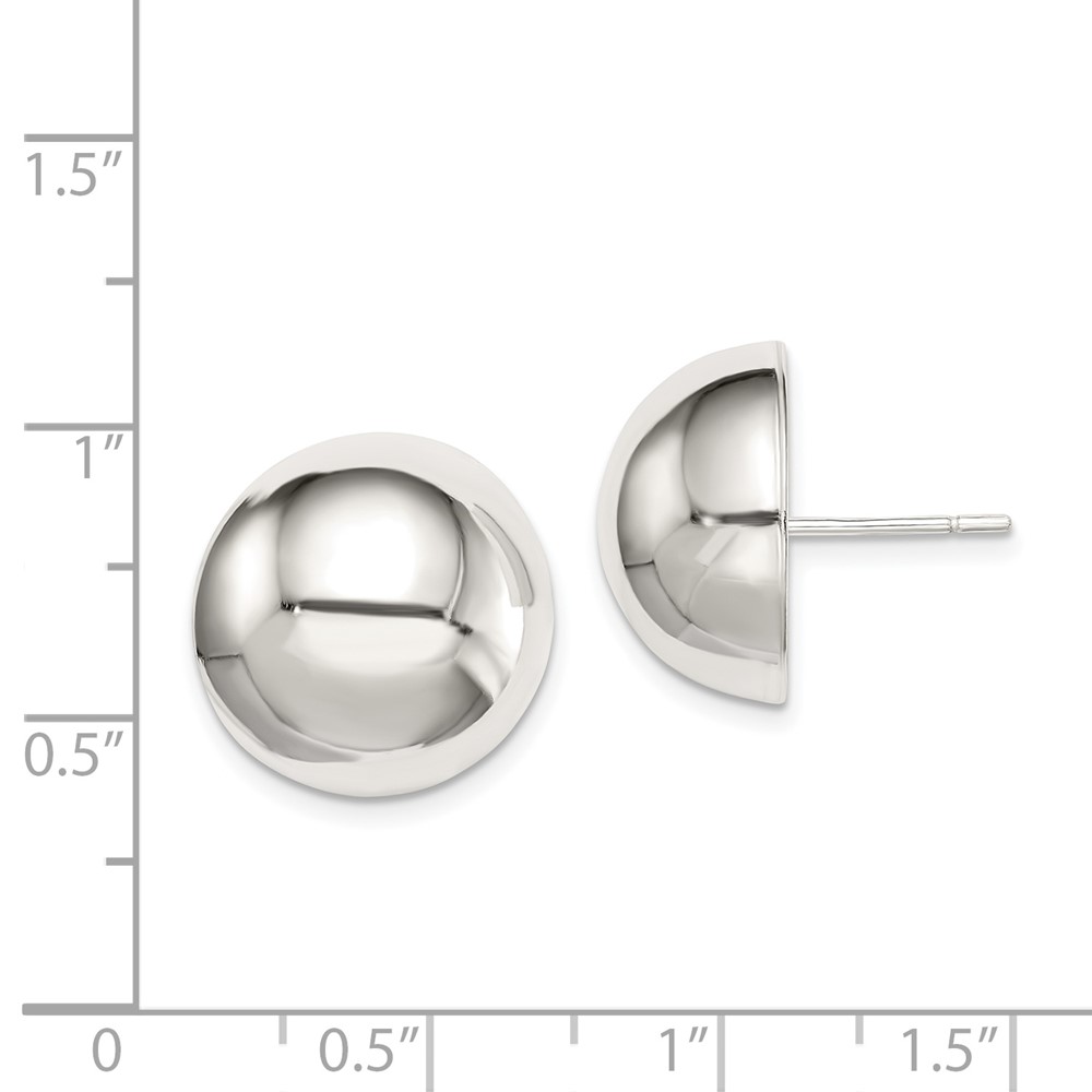Sterling Silver Polished 16mm Button Earrings (QE3495)