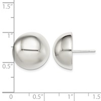 Sterling Silver Polished 16mm Button Earrings view 4