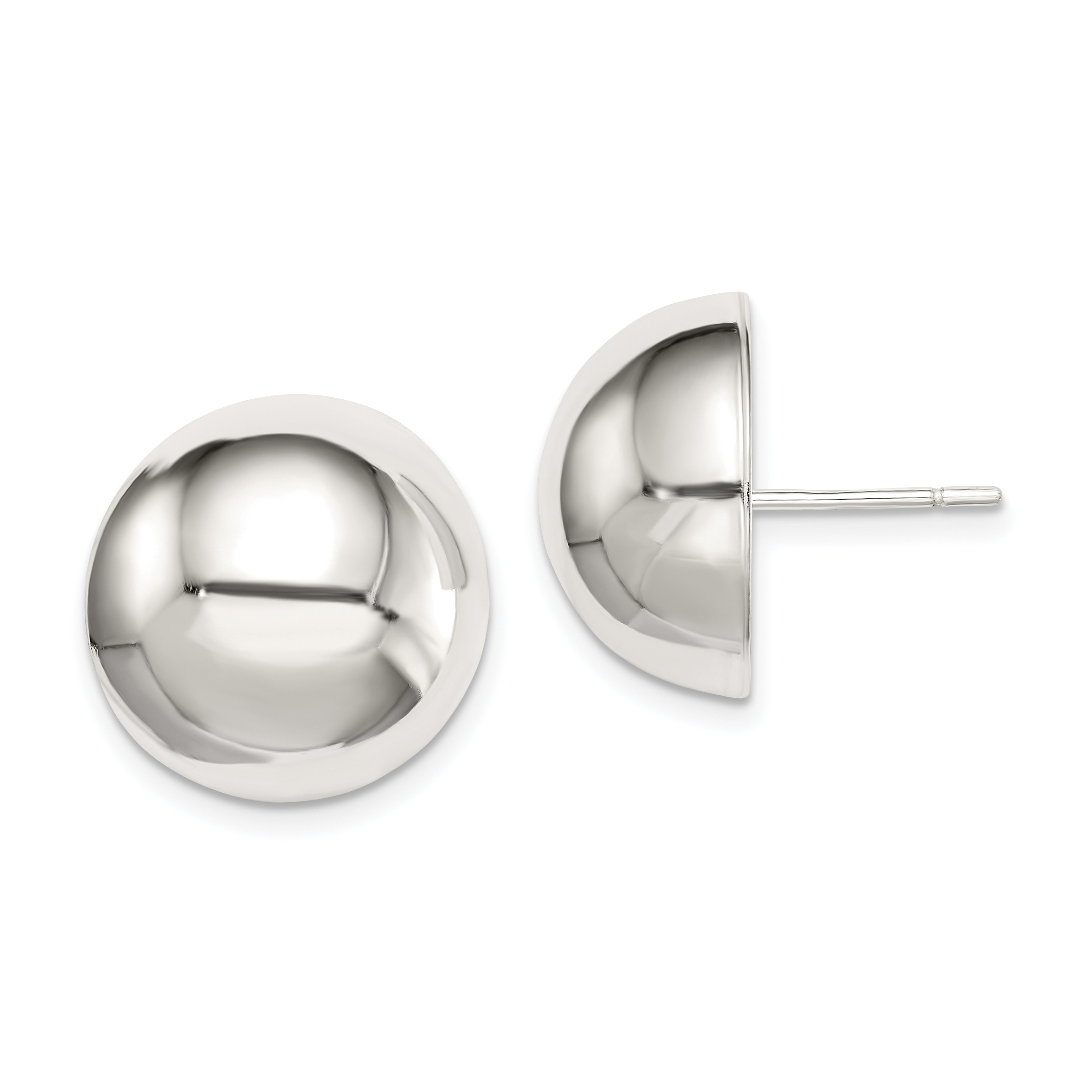 Sterling Silver Polished 16mm Button Earrings (QE3495)
