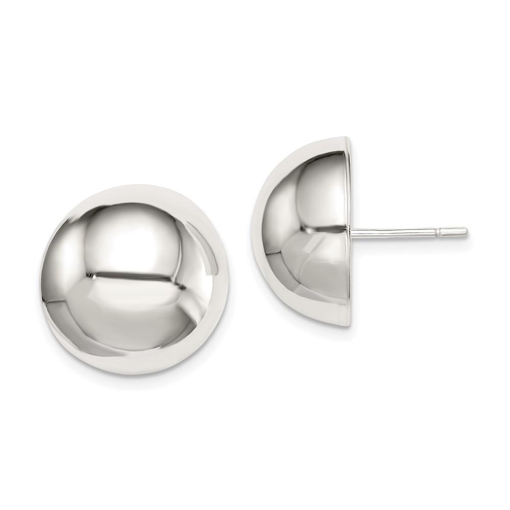 Sterling Silver Polished 16mm Button Earrings (QE3495)