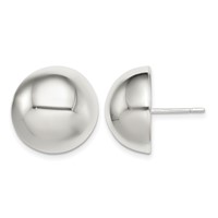 Sterling Silver Polished 16mm Button Earrings view 1