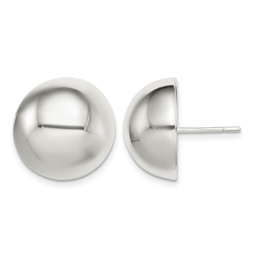 Sterling Silver Polished 16mm Button Earrings