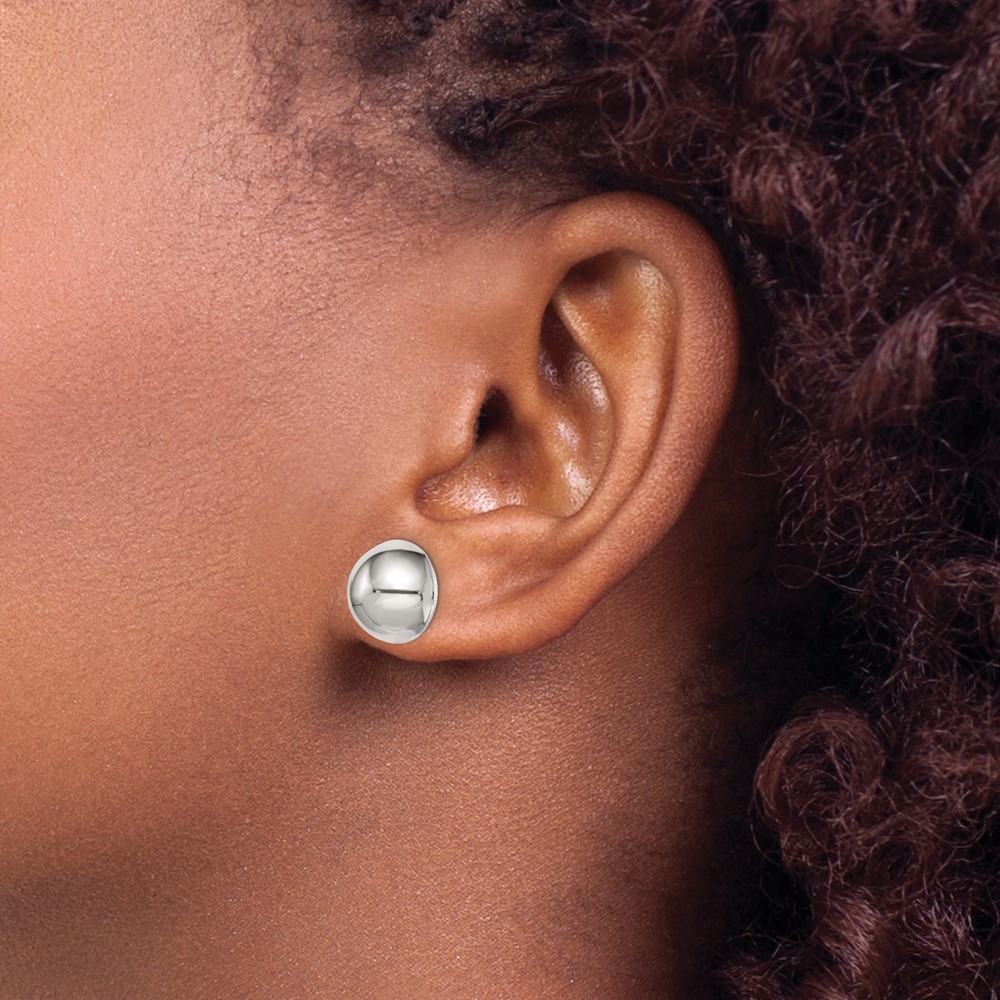 Sterling Silver Polished 12mm Button Earrings (QE3496)