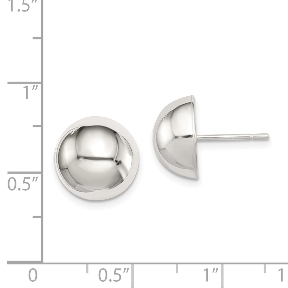 Sterling Silver Polished 12mm Button Earrings (QE3496)