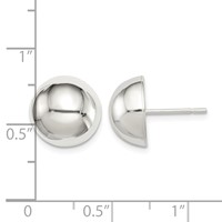 Sterling Silver Polished 12mm Button Earrings view 4