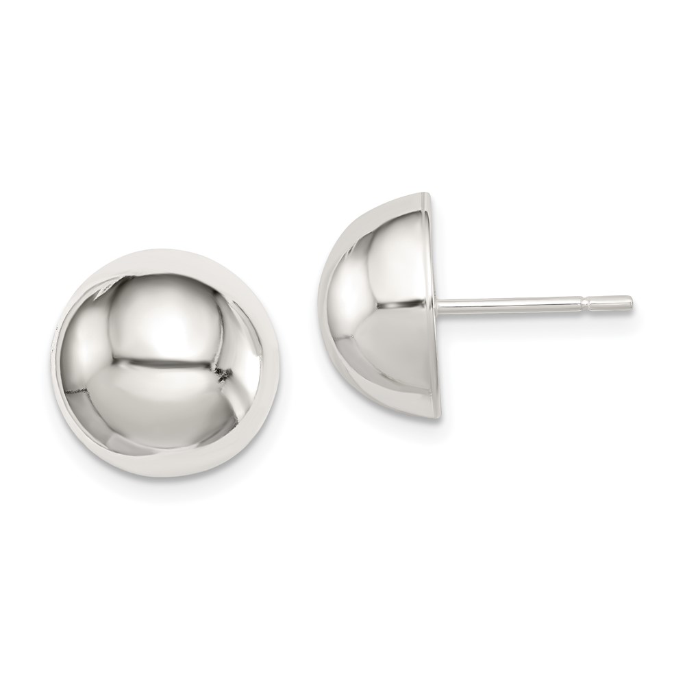 Sterling Silver Polished 12mm Button Earrings (QE3496)